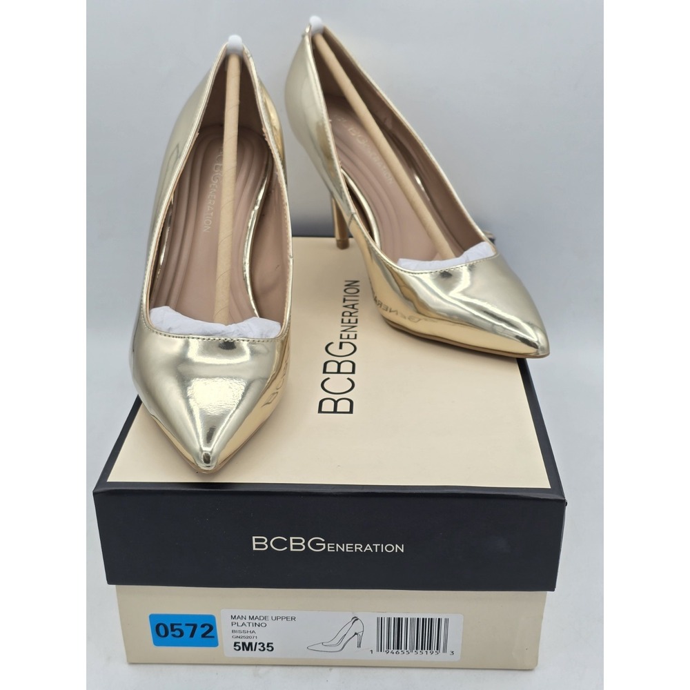 BCBGeneration Womens Bissha - Platino Gold Pumps Heels‎ - Sz 5 M - NIB